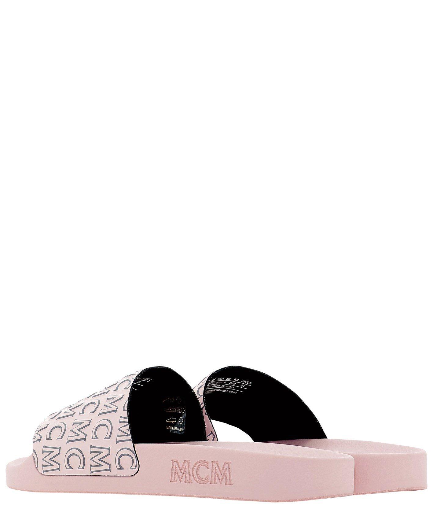 hot pink mcm slides