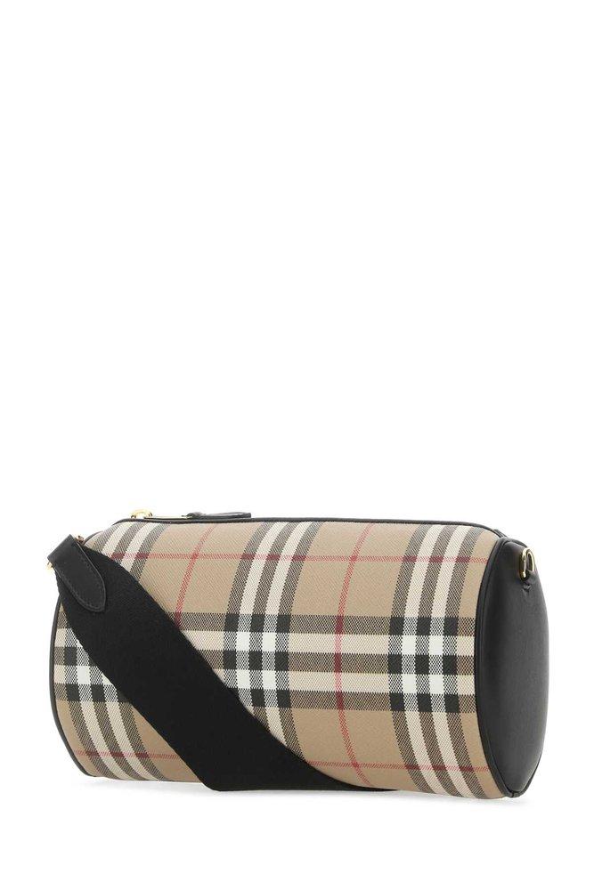 Burberry Vintage Check Zipped Barrel Bag in Gray | Lyst