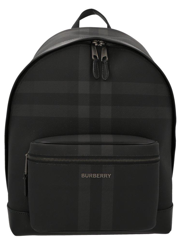 Burberry Cotton Jett Checkereddetail Backpack in Grey (Black) for Men
