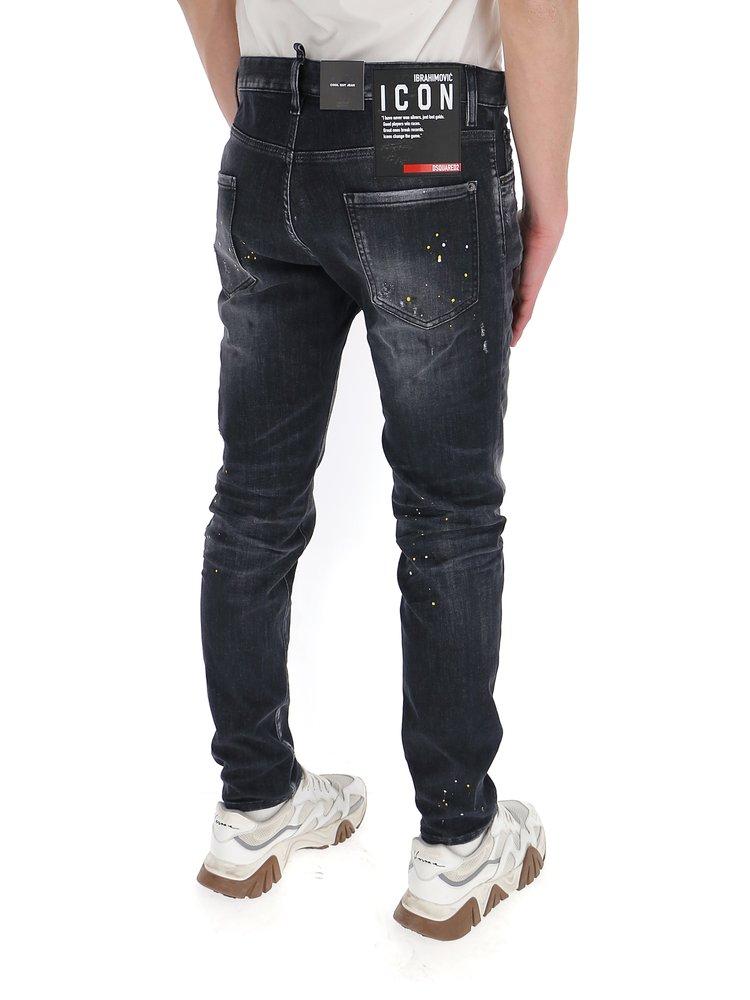 DSquared² Denim Paint Splatter Effect Jeans in Black for Men | Lyst