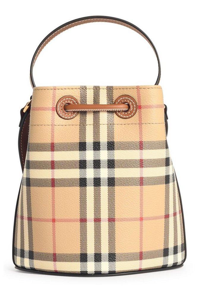 Burberry Check Printed Drawstring Bucket Bag | Lyst