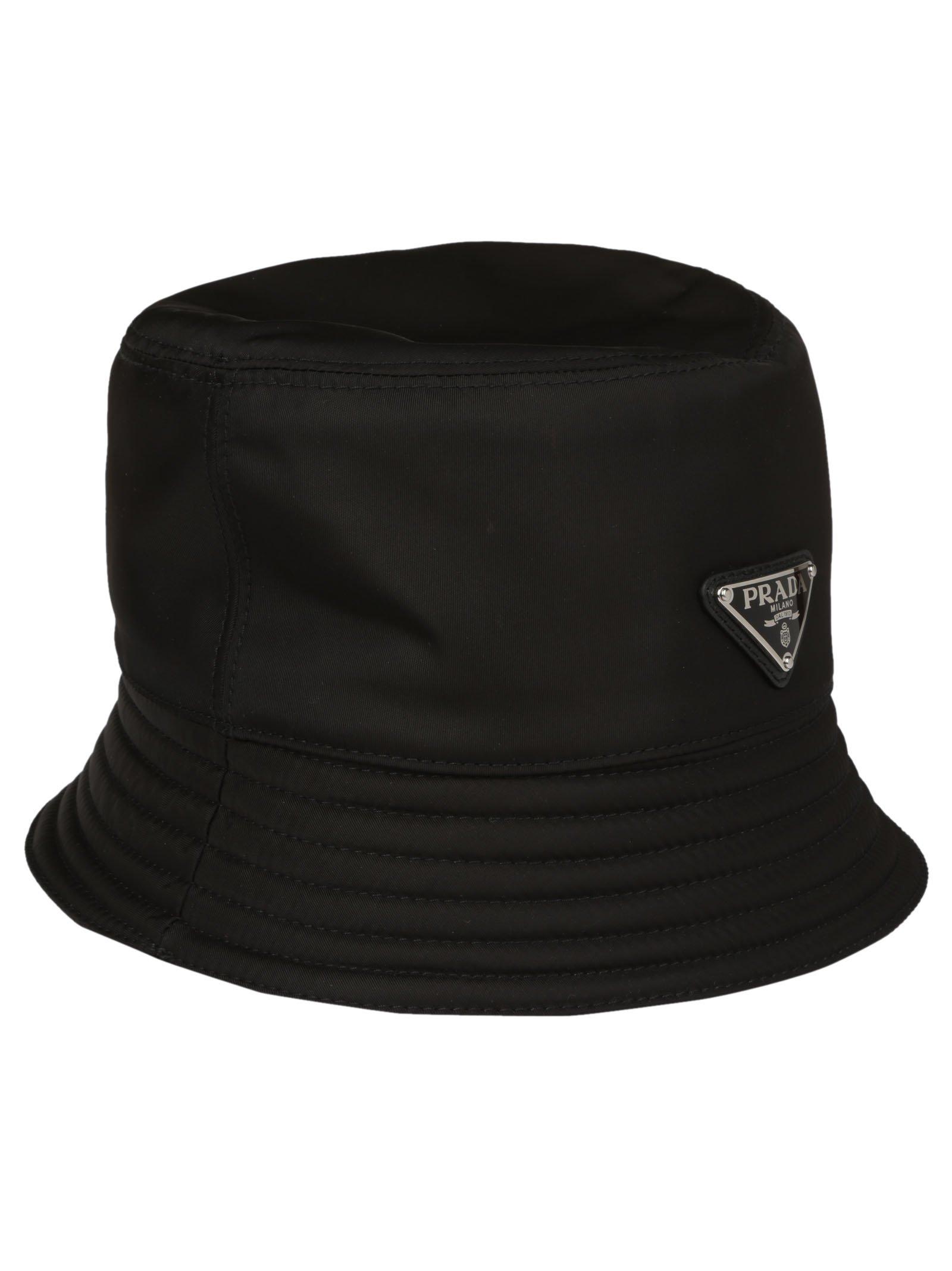 Prada Cotton Nylon Bucket Hat in Black for Men Lyst