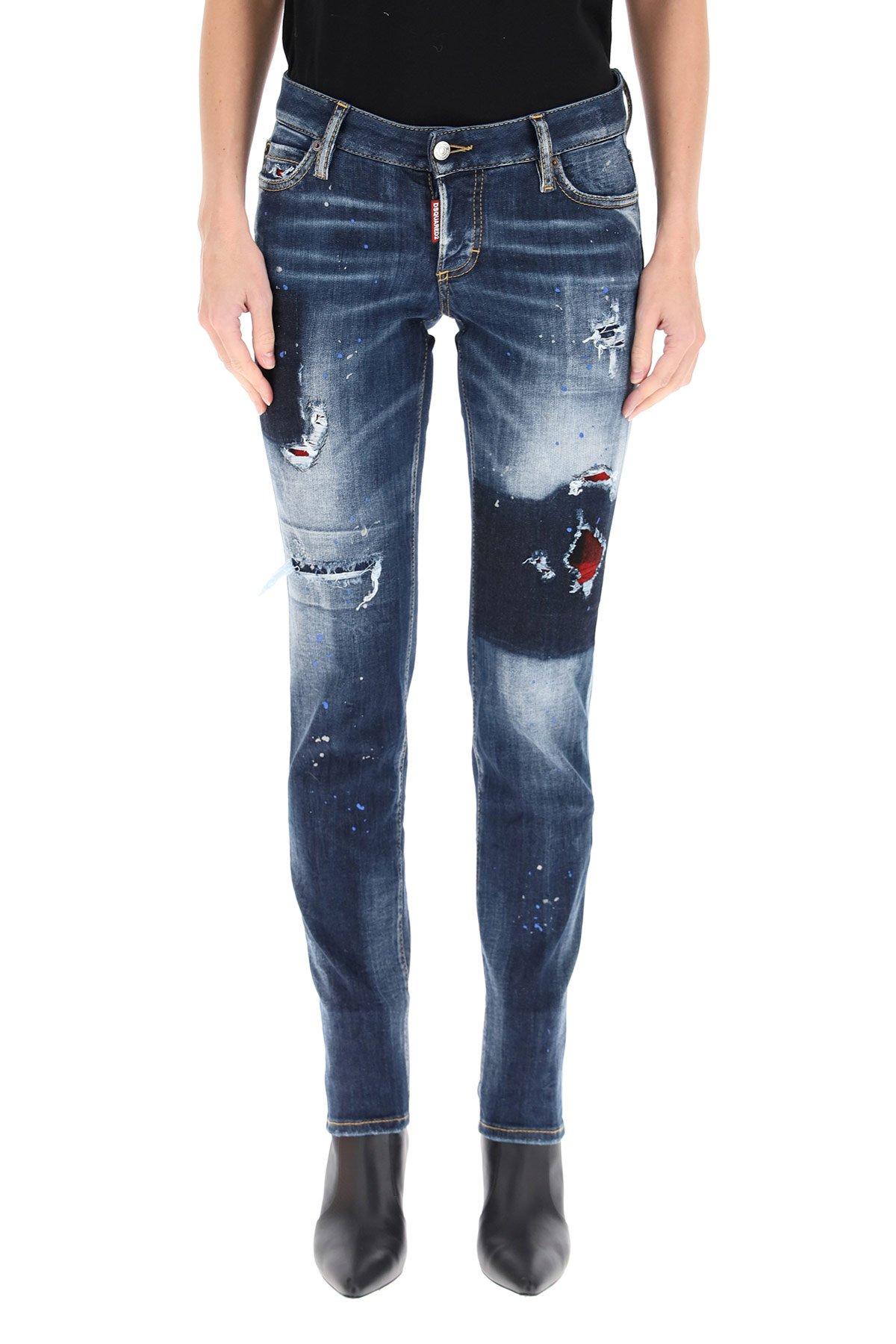DSquared² Denim Checked Ripped Jennifer Jeans in Blue - Save 16% - Lyst