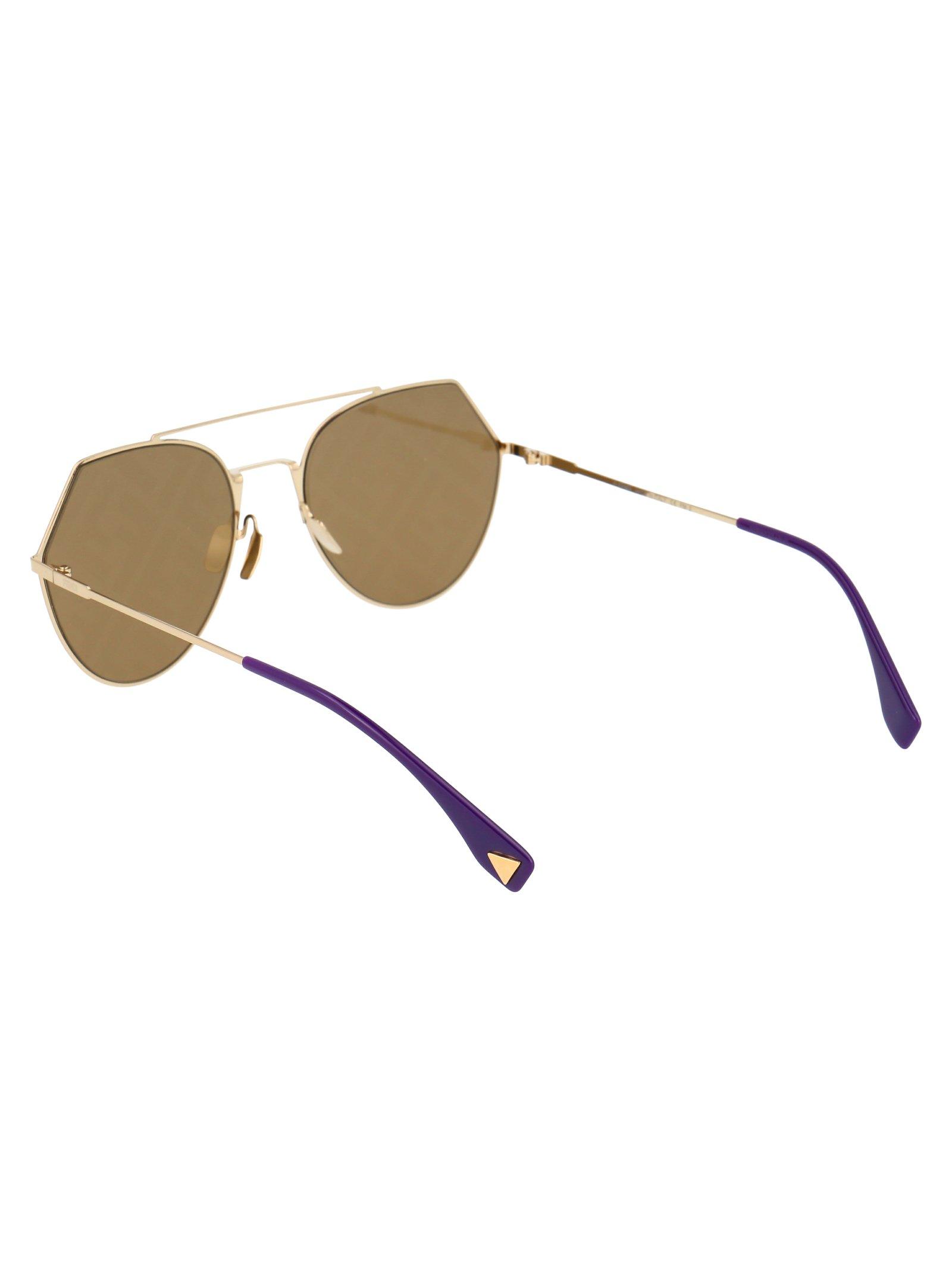 Fendi Ff Monogram Aviator Sunglasses in Gold (Metallic) Lyst