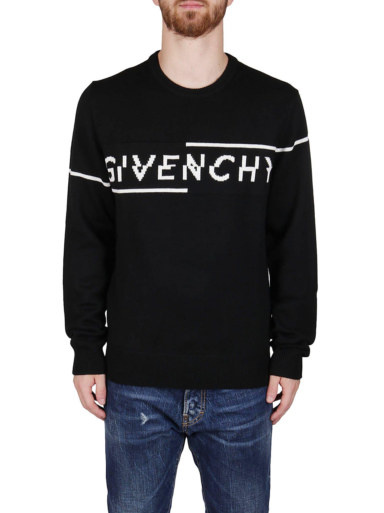 Givenchy Wool Split Knitted Sweater in Black for Men - Lyst