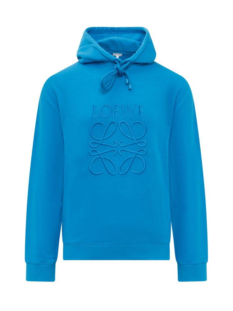 Logo Print Cotton Blend Hoodie in White - Loewe