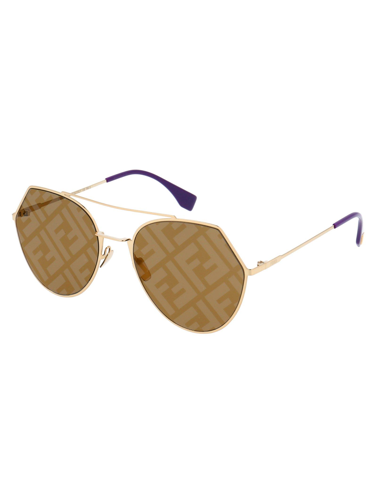 Fendi Ff Monogram Aviator Sunglasses in Gold (Metallic) Lyst