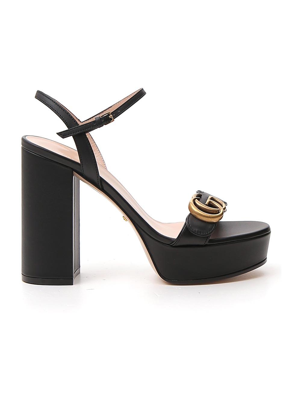 Gucci GG Marmont Leather Platform Sandals in Nero (Black) - Save 12% - Lyst