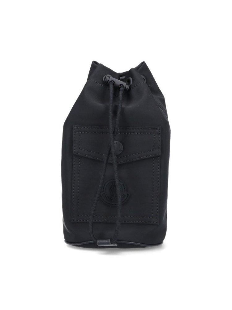 【MONCLER】BUCKET BAG Moncler Logo Patch Drawstring Bucket Bag in Blue | Lyst