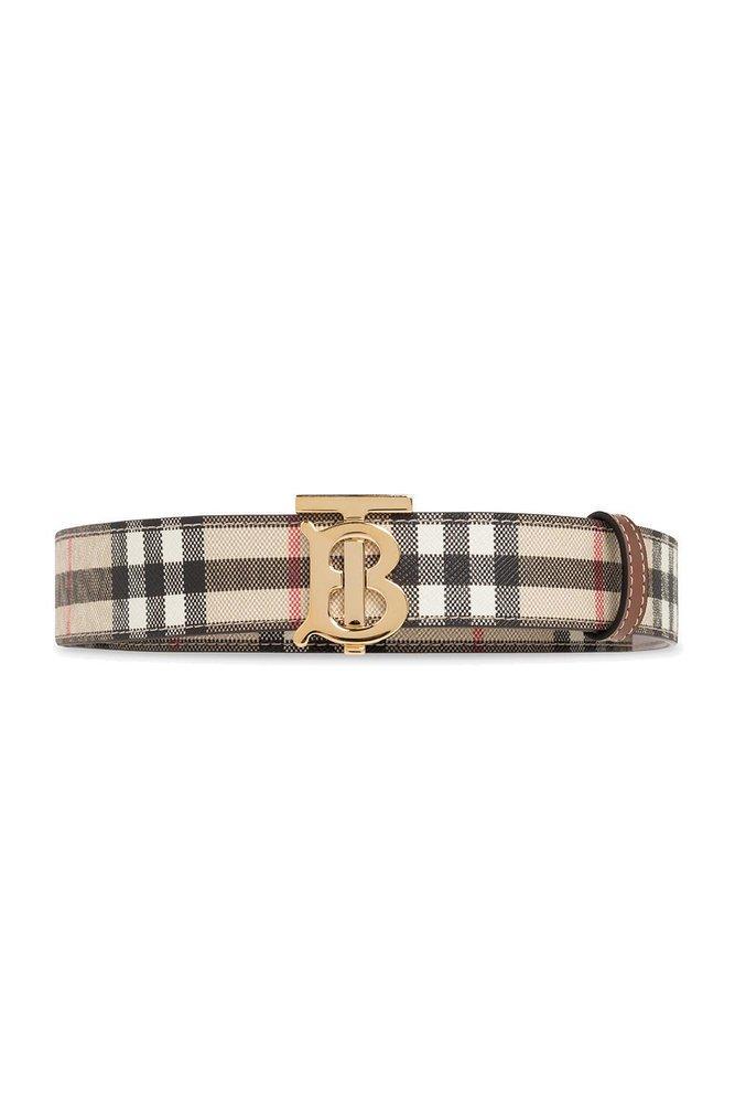 Burberry Reversible Tb Plaque Buckle Belt in Natural | Lyst