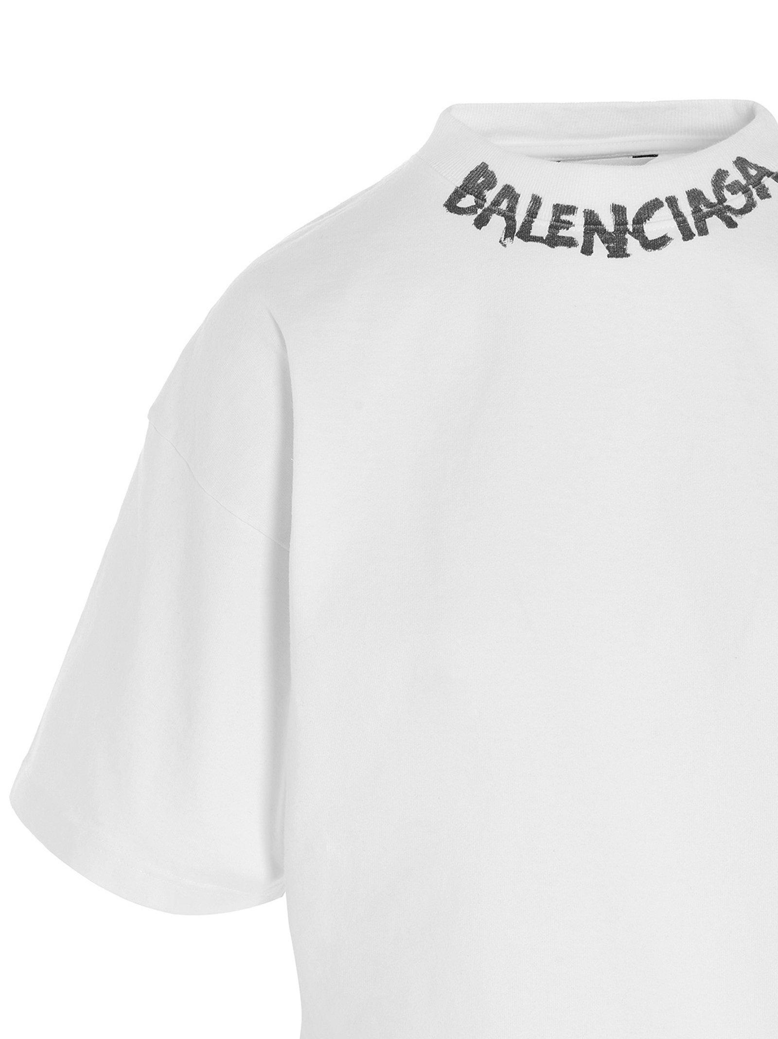 Balenciaga Scribble Logo T-shirt in White | Lyst