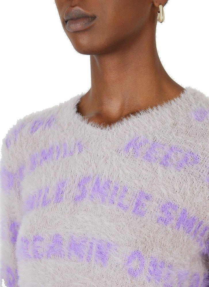 Stella McCartney Synthetic Slogan Intarsia Fluffy Sweater in Purple Womens Clothing Jumpers and knitwear Jumpers Save 3% 