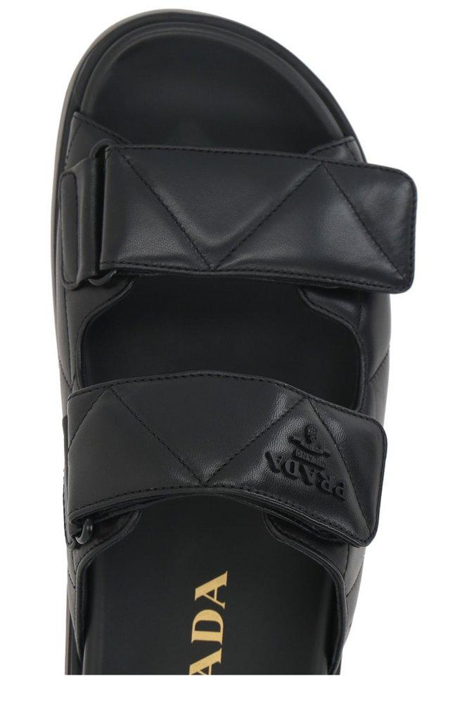 Prada Quilted Slip-On Sandals in Black | Lyst