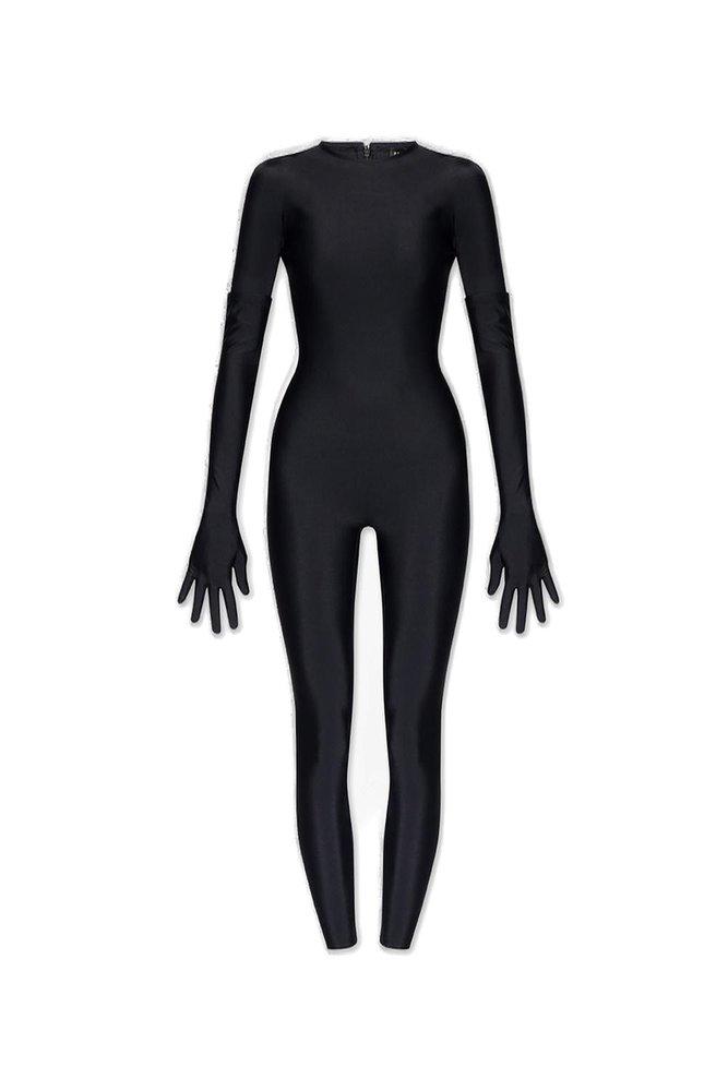 Balenciaga Long-sleeved Round-neck Jumpsuit in Black
