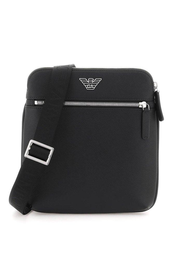 Emporio Armani Logo Plaque Small Messenger Bag in Black for Men | Lyst
