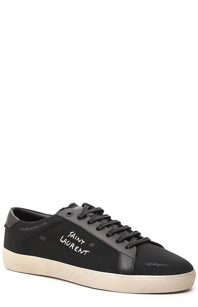 Saint Laurent Court Classic Sl/06 Embroidered Sneakers in Black for Men |  Lyst