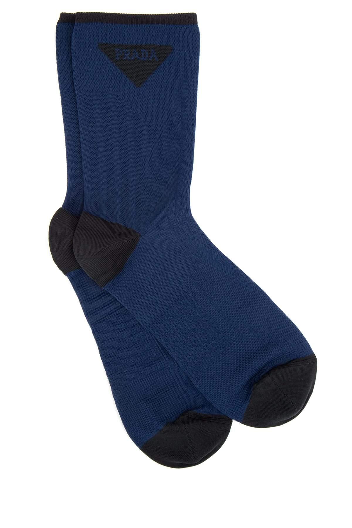 Prada Synthetic Logo Socks in Blue for Men - Lyst