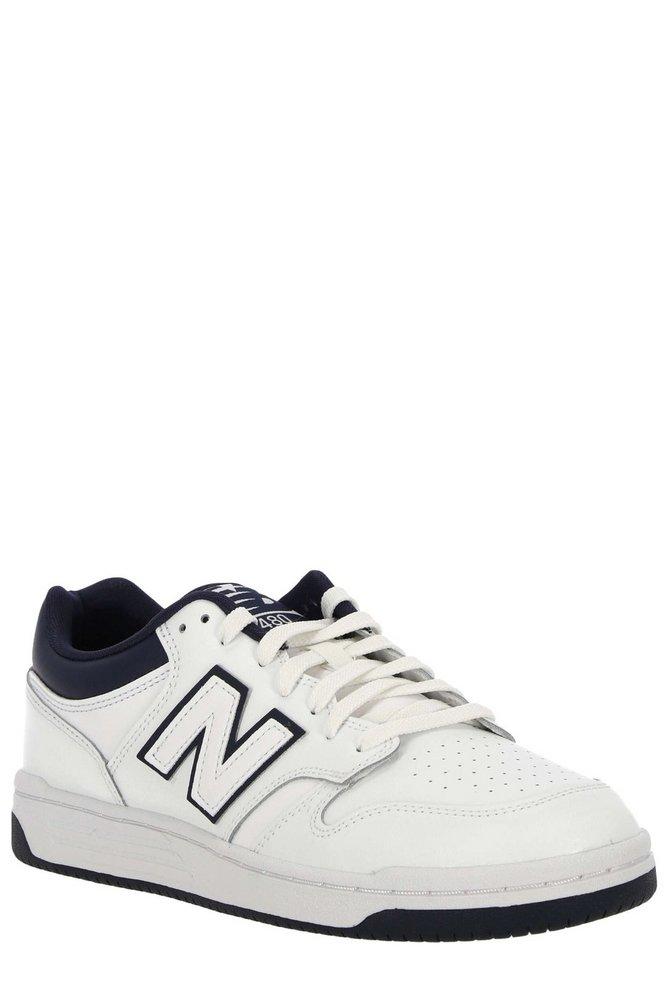 New Balance 480 Logo Patch Panelled Sneakers in White for