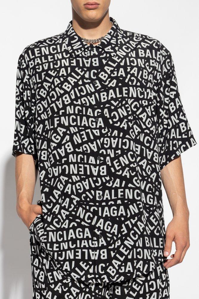 Balenciaga Logo-Print Silk Shirt