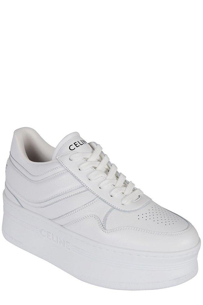 Celine Logo Printed Block Sneakers in White