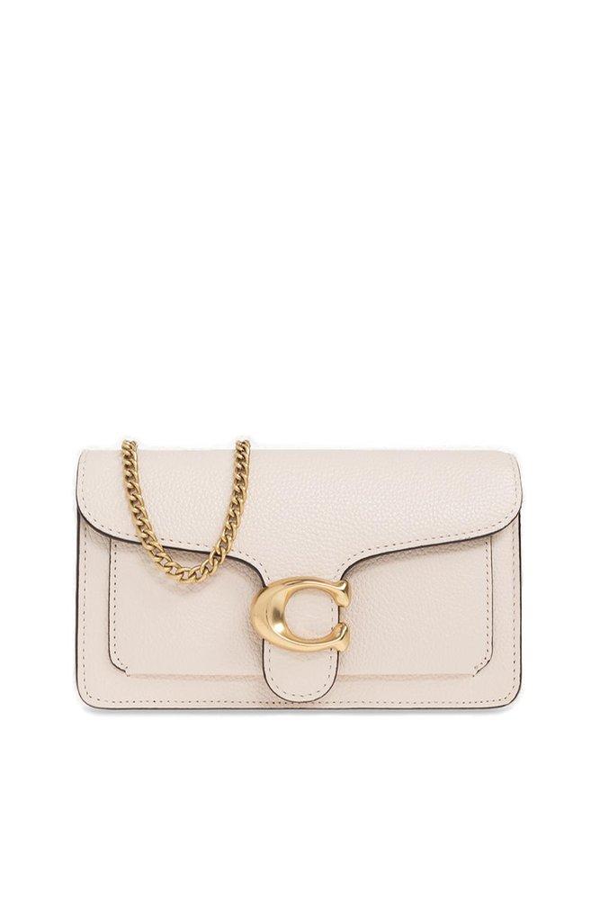 COACH Tabby Logo Plaque Chain Clutch in Natural | Lyst