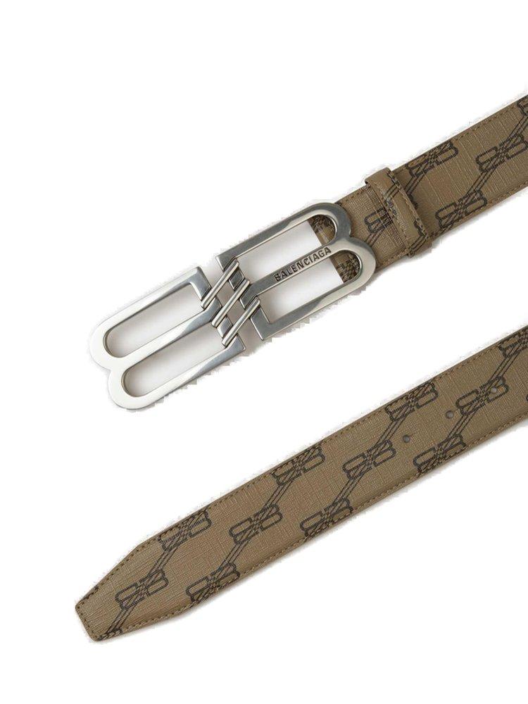 Balenciaga Men's Bb Signature Belt Bb Monogram Coated Canvas - Beige Brown - Size 30