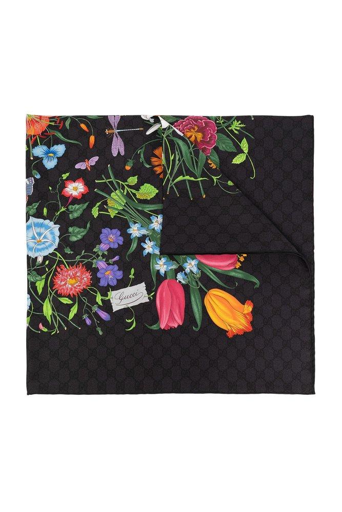 GUCCI Fly Flora floral-print silk-twill scarf