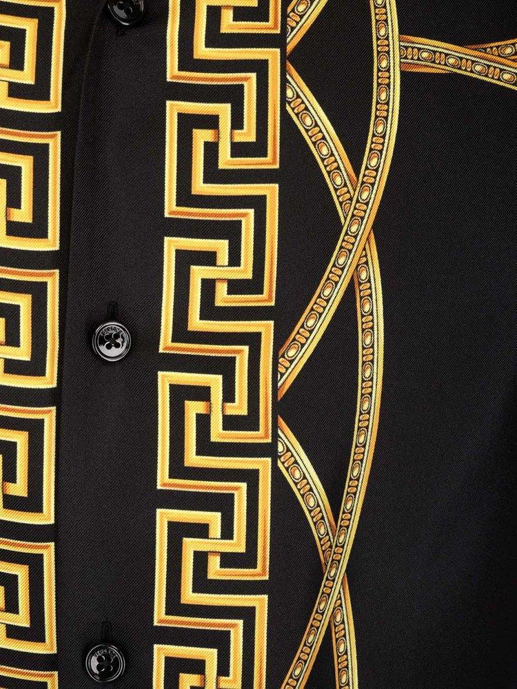 Versace La Coupe Des Dieux-print Silk Shirt in Black for Men