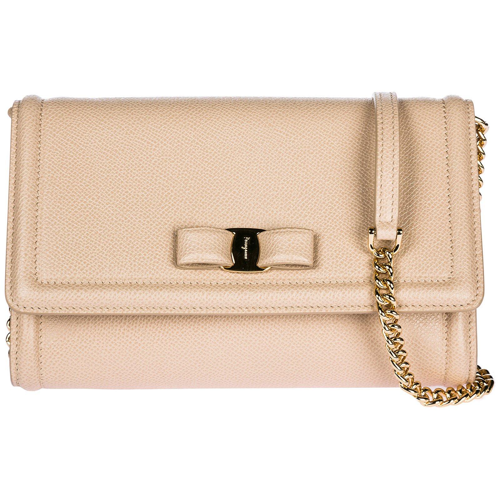 Ferragamo Leather Vara Bow Mini Bag in Beige (Natural) - Lyst