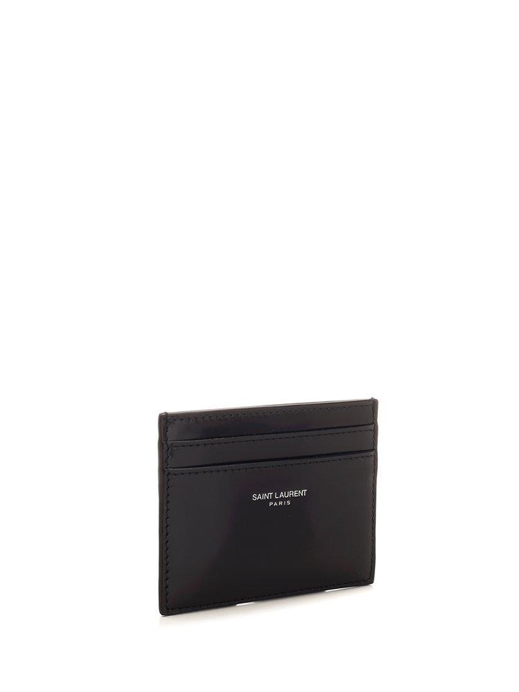 saint laurent paris credit card case in grain de poudre embossed leather