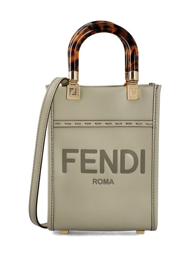 Fendi Sunshine Logo Debossed Mini Tote Bag in Metallic | Lyst