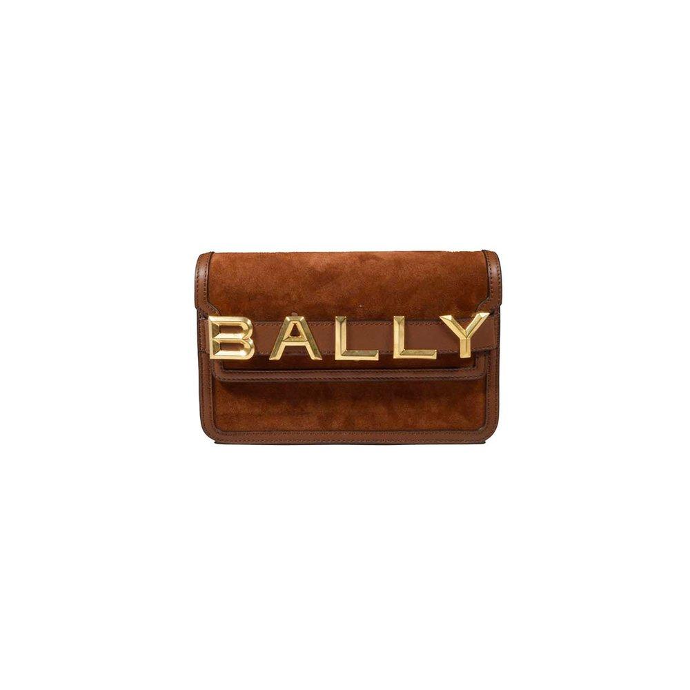 Bally Logo Detailed Foldover Top Crossbody Bag in Brown Lyst