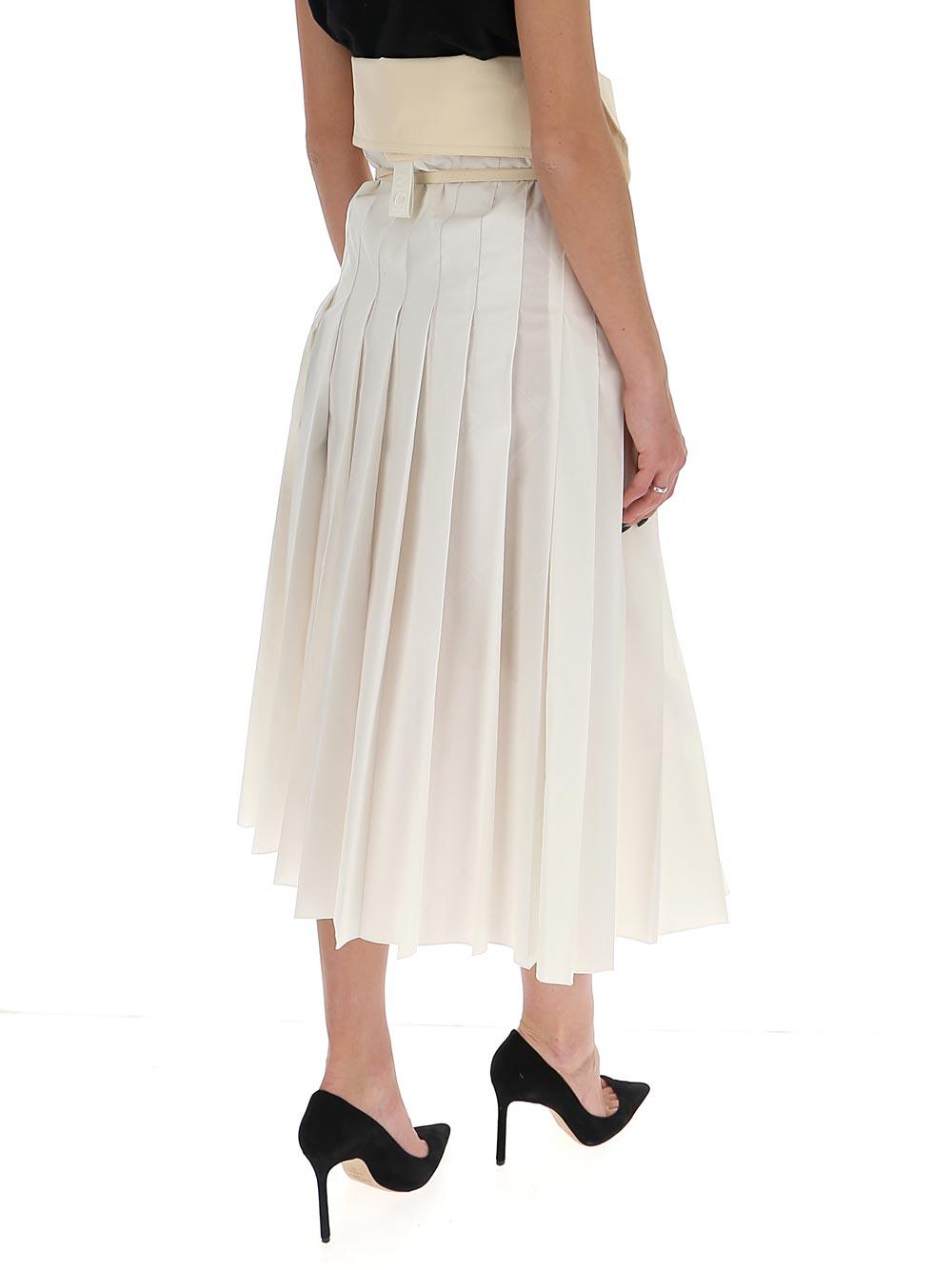 Moncler Genius Silk Moncler 1952 Pleated Midi Skirt in White - Lyst