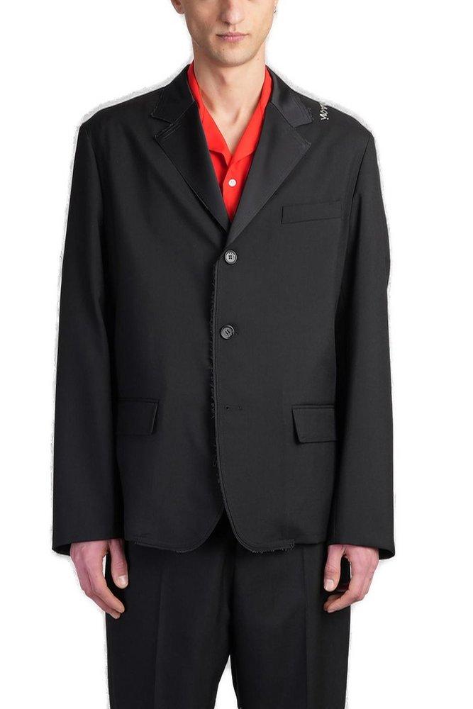 ジャケット MARNI Black polyester stretch blazer Marni Single-Breasted Blazer Jacket | Neiman Marcus