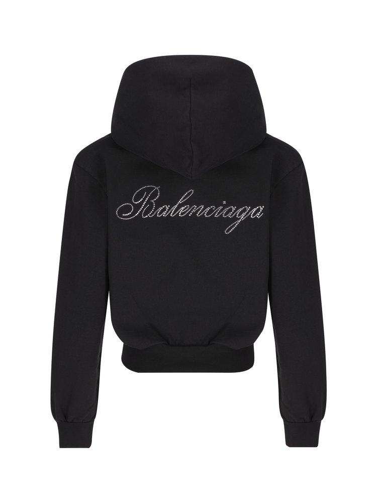 BALENCIAGA ♪ ロゴ入り ジップアップ スエット 844162TSVP14530 Balenciaga Embellished-Logo Zipped Hoodie in Black | Lyst