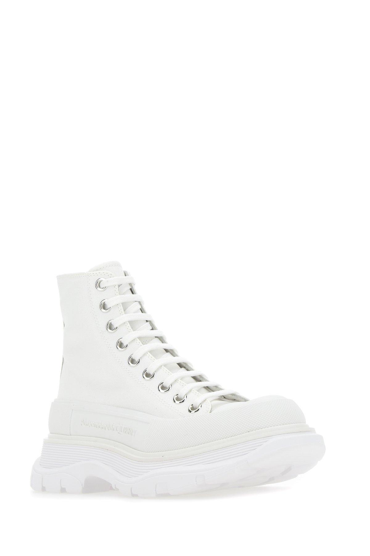 Alexander McQueen Tread Slick Logo Canvas Sneaker-boots in White - Save 54%  - Lyst