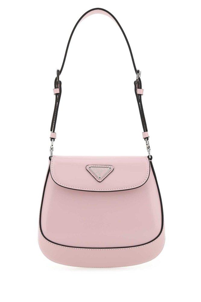 Prada Woman Pastel Pink Leather Cleo Shoulder Bag 