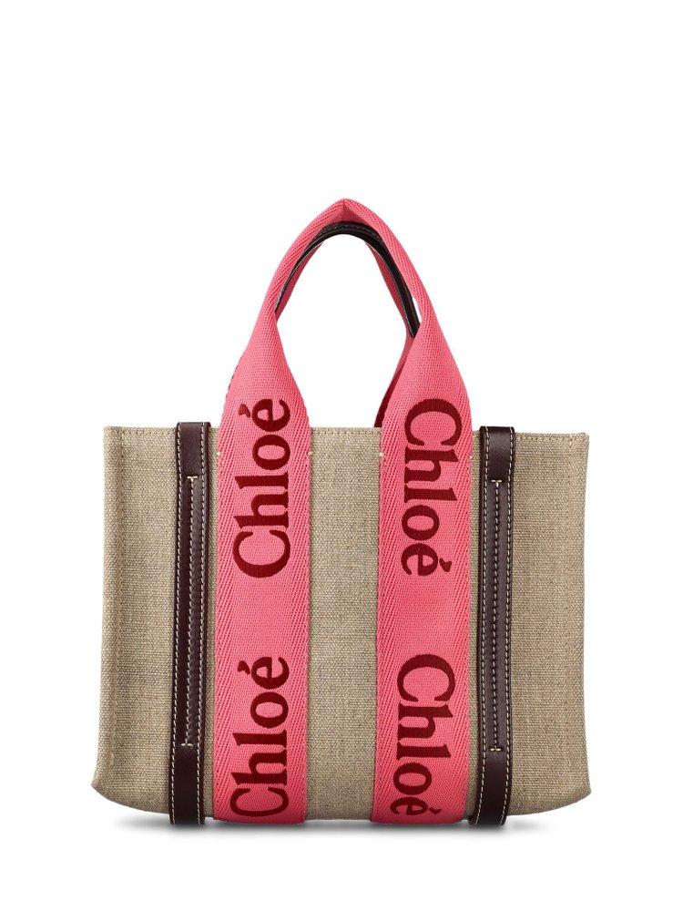 Chloé Woody Small Linen Tote Bag in Brown | Lyst