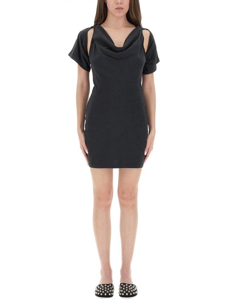 ワンピース T BY ALEXANDER WANG Dark Grey Stretch Polyester Mini Dress Alexander Wang Grey Two Piece Mini Dress with Detachable