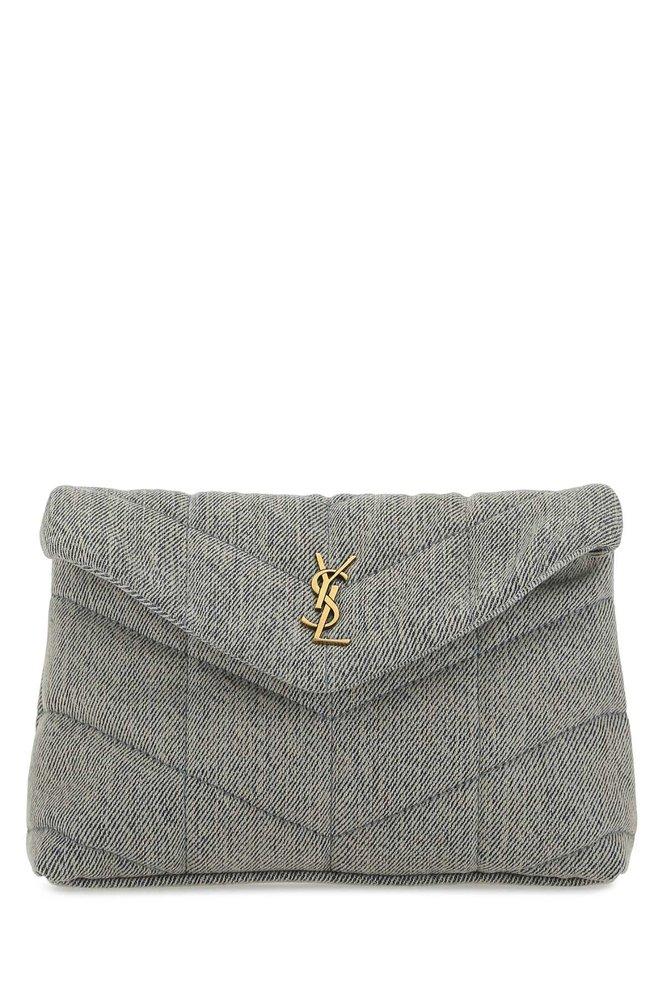 Saint Laurent logo plaque clutch bag - Black