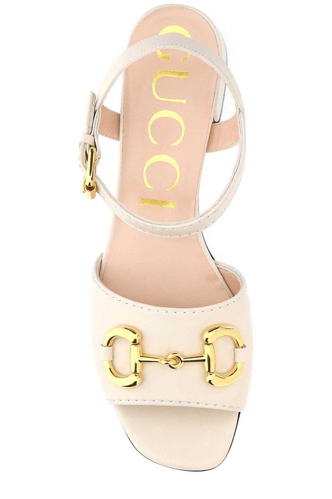 . lyserød Helligdom Gucci Horsebit Sandals in White | Lyst
