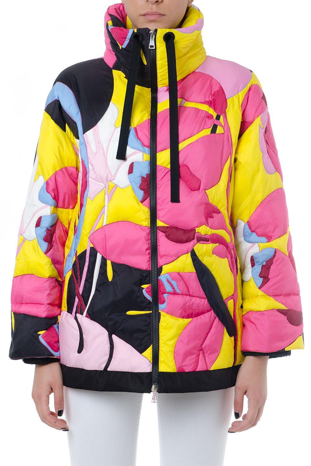 Moncler Synthetic Flower Print Zip-front Puffer Jacket in Pink - Lyst