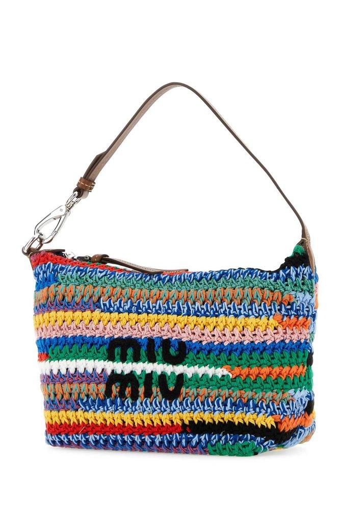 Miu Miu Colour-block Crochet Knit Tote Bag in Blue | Lyst