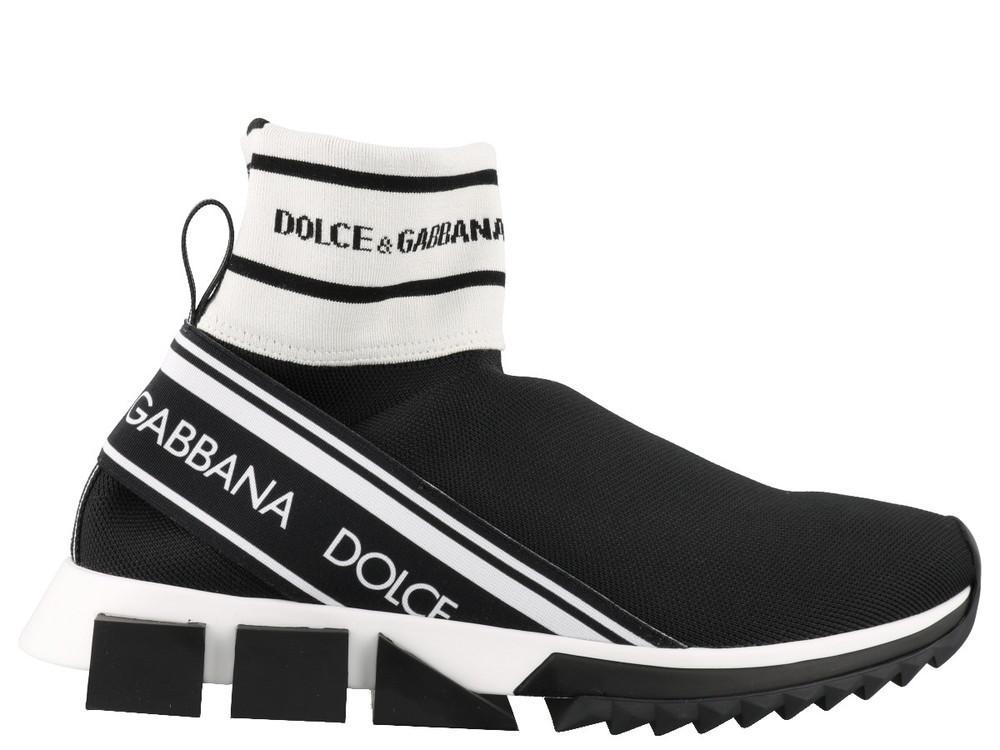 Dolce & Gabbana Synthetic Logo Sock Sneakers in Black for Men - Lyst