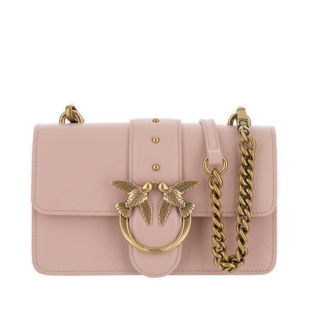 Pinko Love Icon Logo Buckled Mini Shoulder Bag in Pink | Lyst