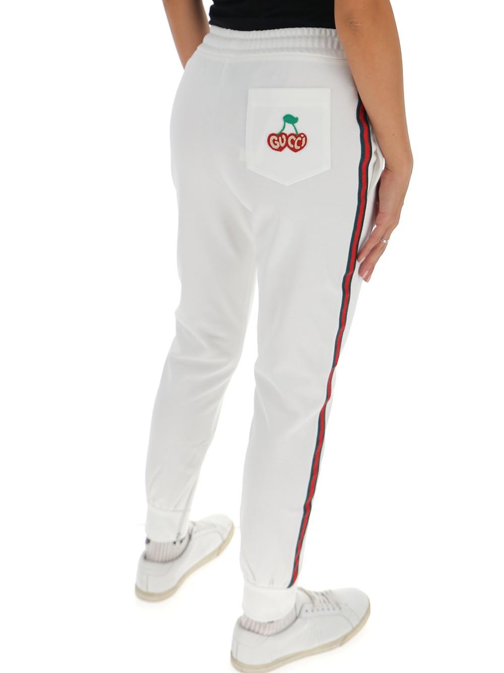 Gucci Cherry Piquet Jersey Pants in White | Lyst