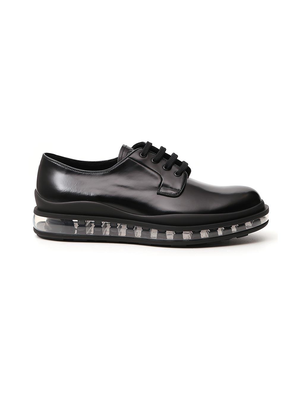 Prada Leather Lace-up Derby Shoes in Black for Men - Lyst
