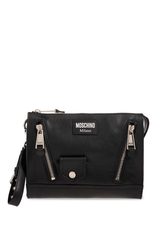 Moschino Zip Detailed Clutch Bag in Black for Men Lyst
