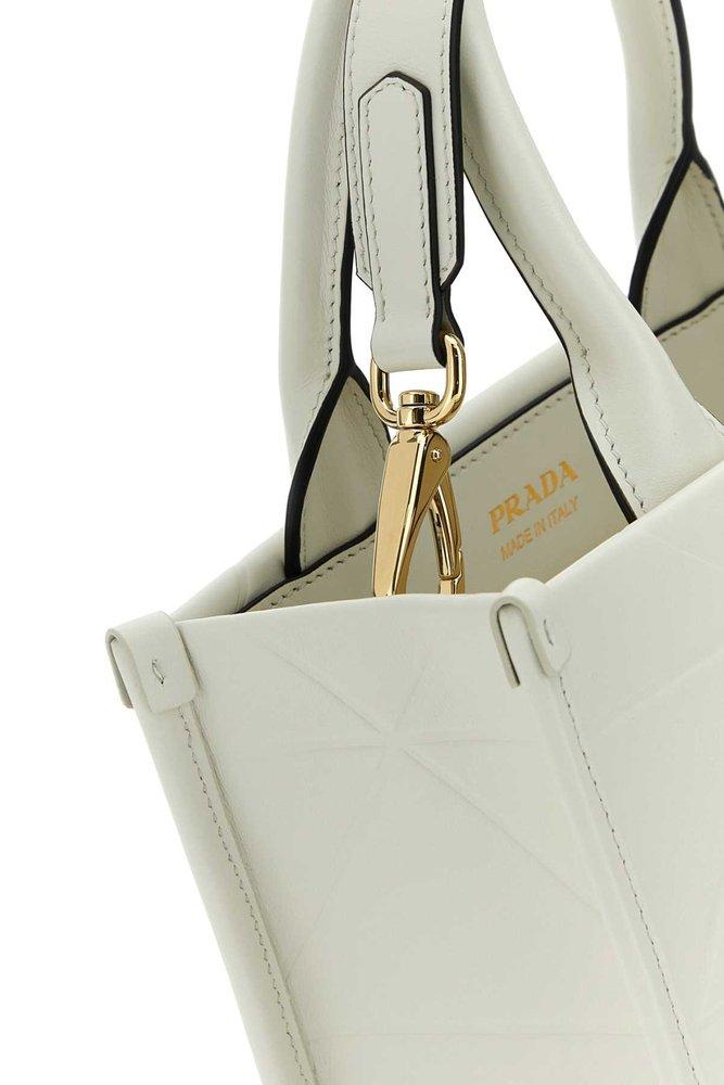 Prada Women Small Saffiano Leather Prada Panier Bag-White