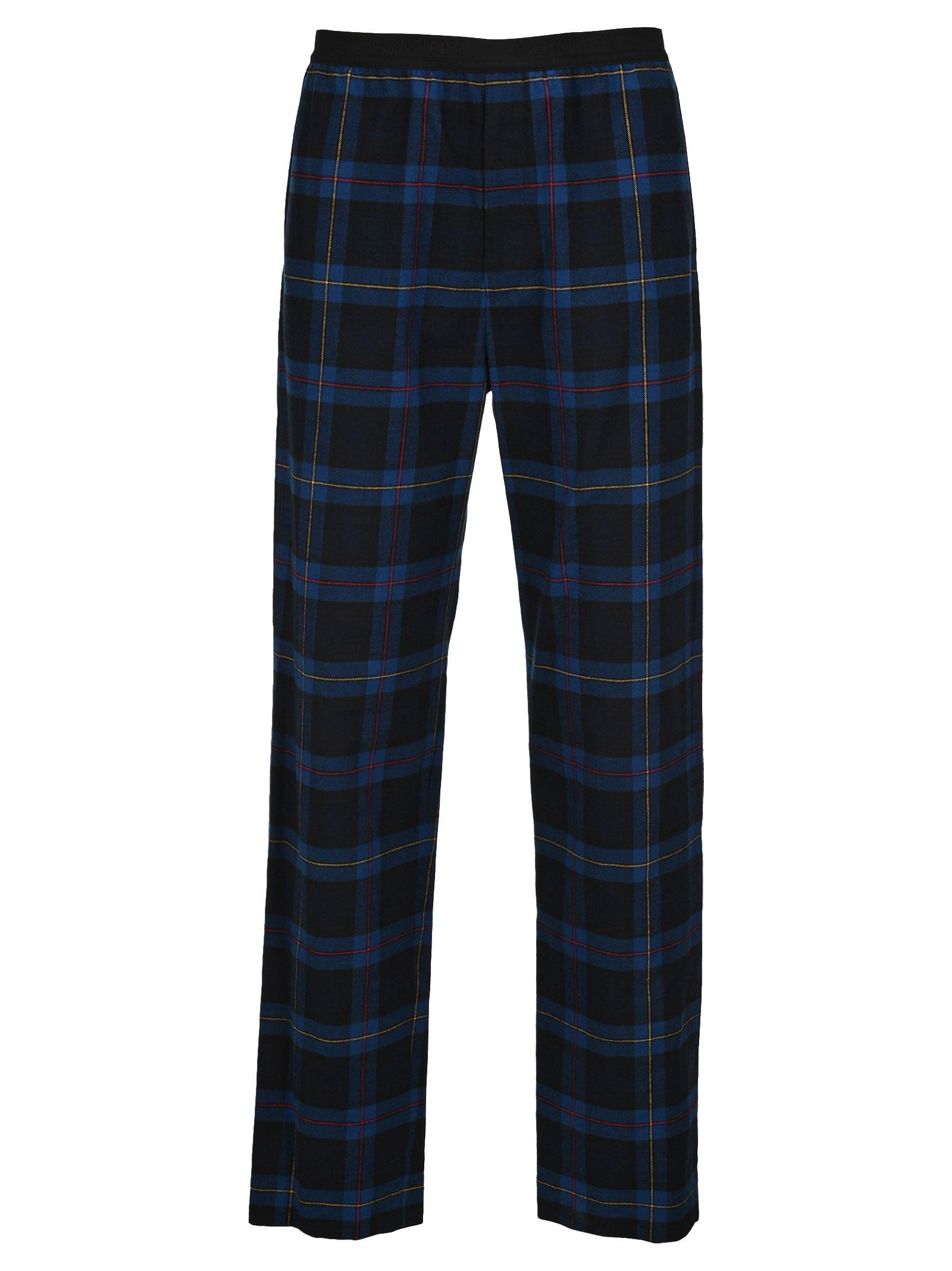 Balenciaga Blue Checked Flannel Trousers for Men | Lyst